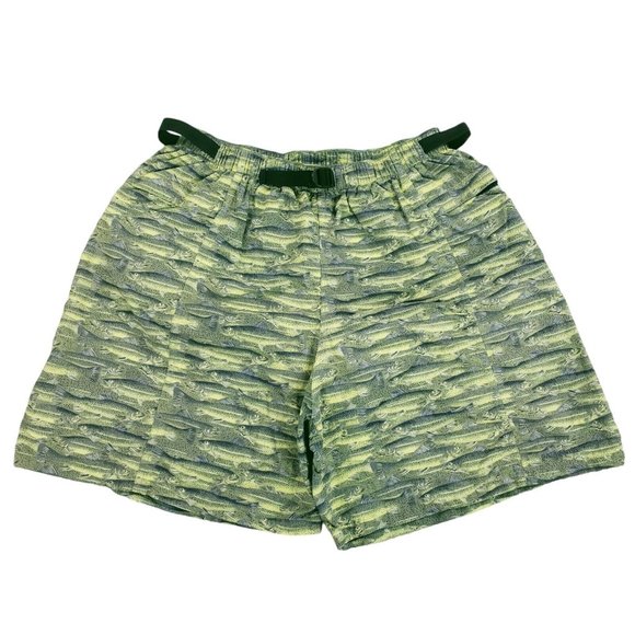 Vintage Patagonia River Shorts 5.5" Inseam Belted Mens Sz Large Fish Print